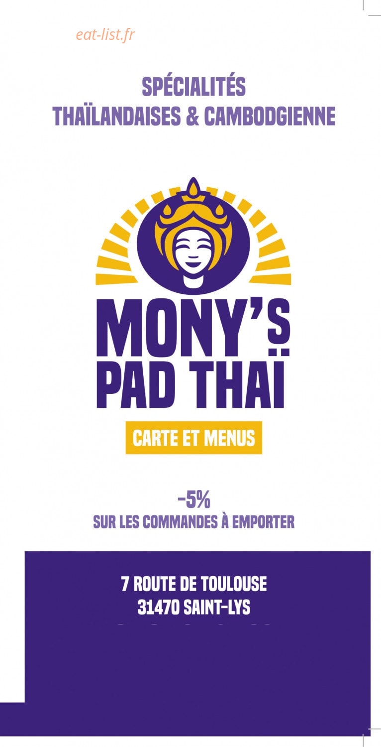 Mony’s Pad Thaï — carte page 5