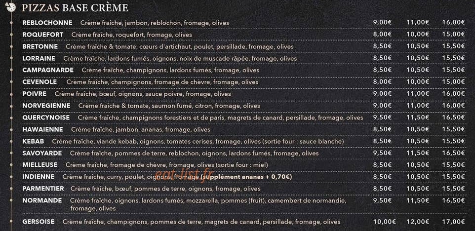 Pepino pizza — carte page 4