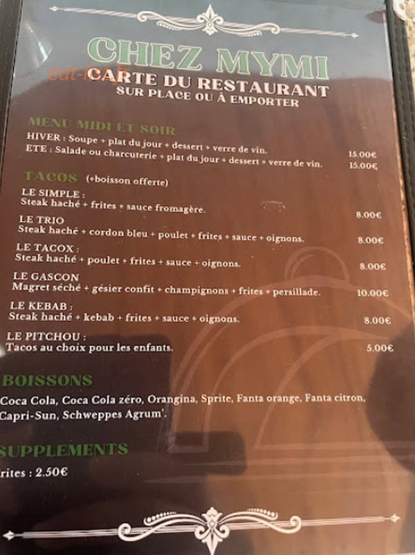 Chez Mymi — carte page 1