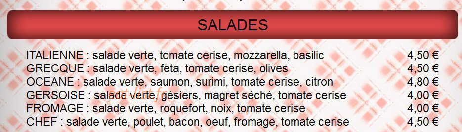 Bella Pizza — carte page 8