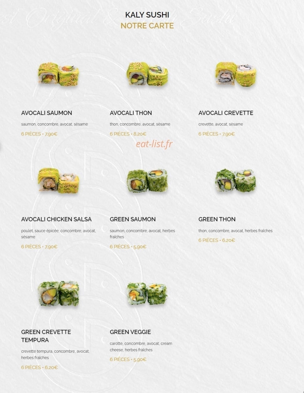 Kaly Sushi — carte page 13
