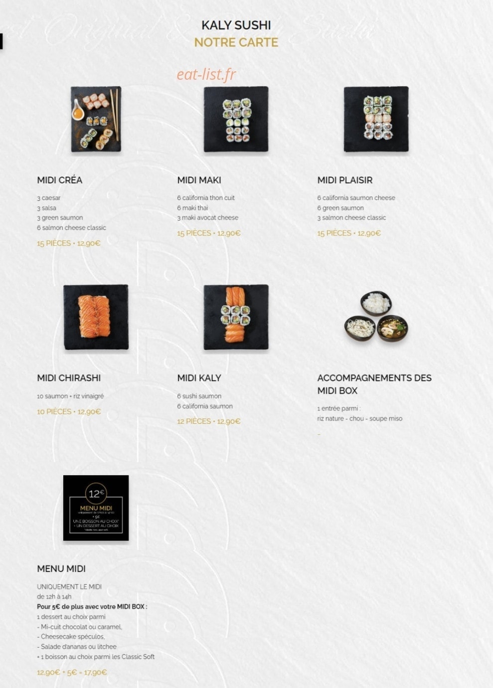 Kaly Sushi — carte page 1