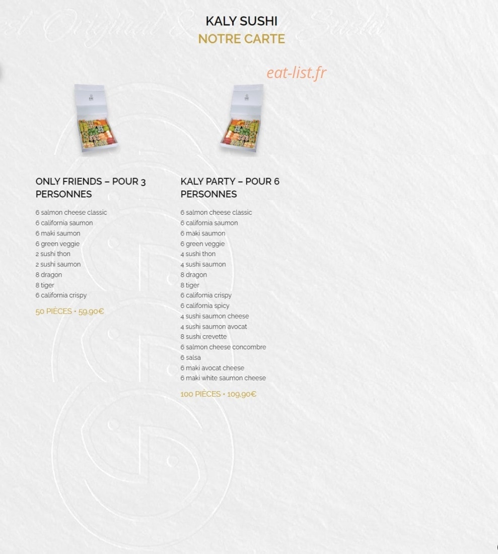 Kaly Sushi — carte page 3