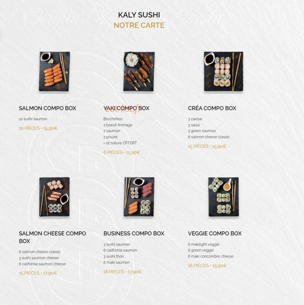 Kaly Sushi — carte page 2