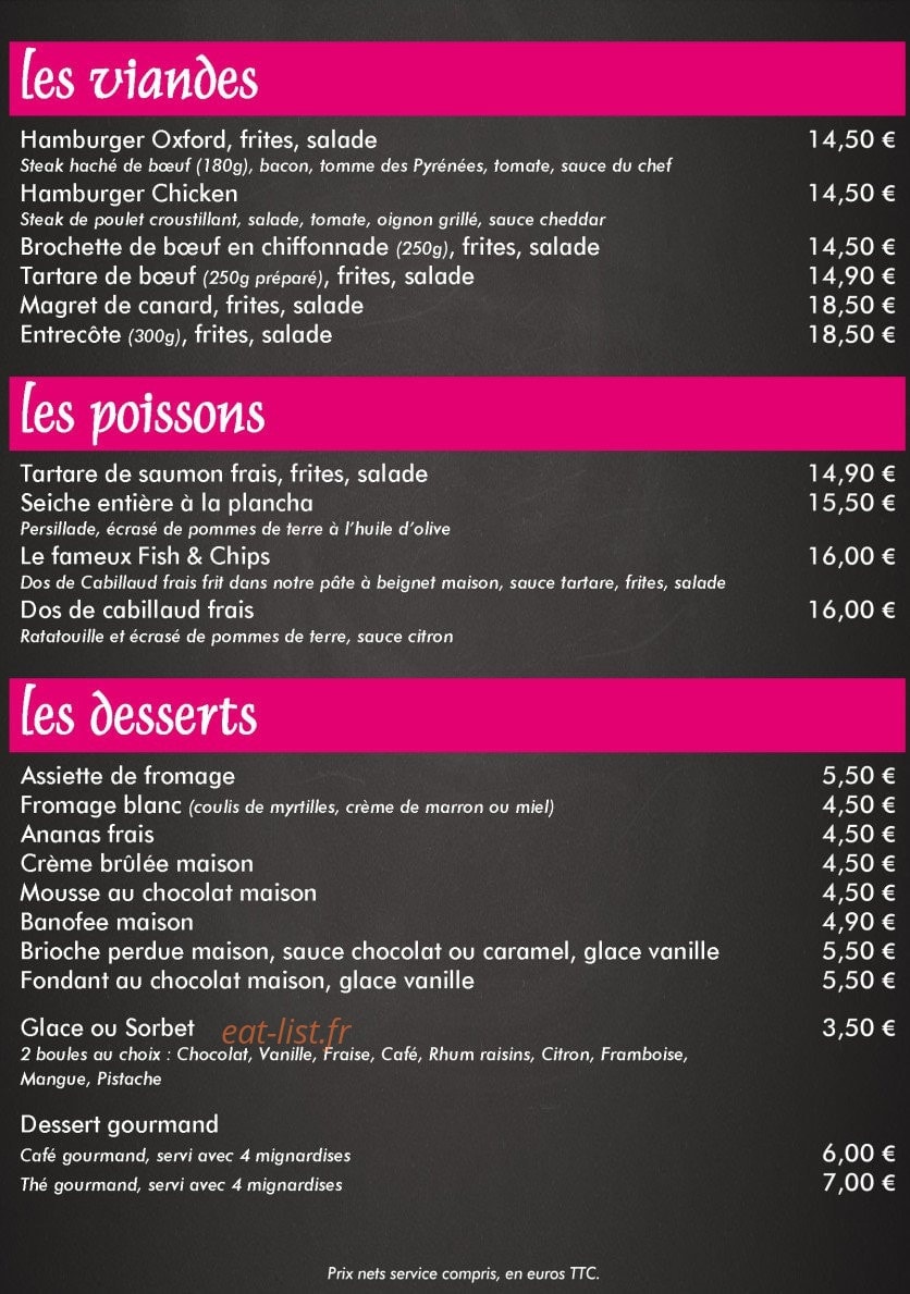 L'Oxford Pub — carte page 3