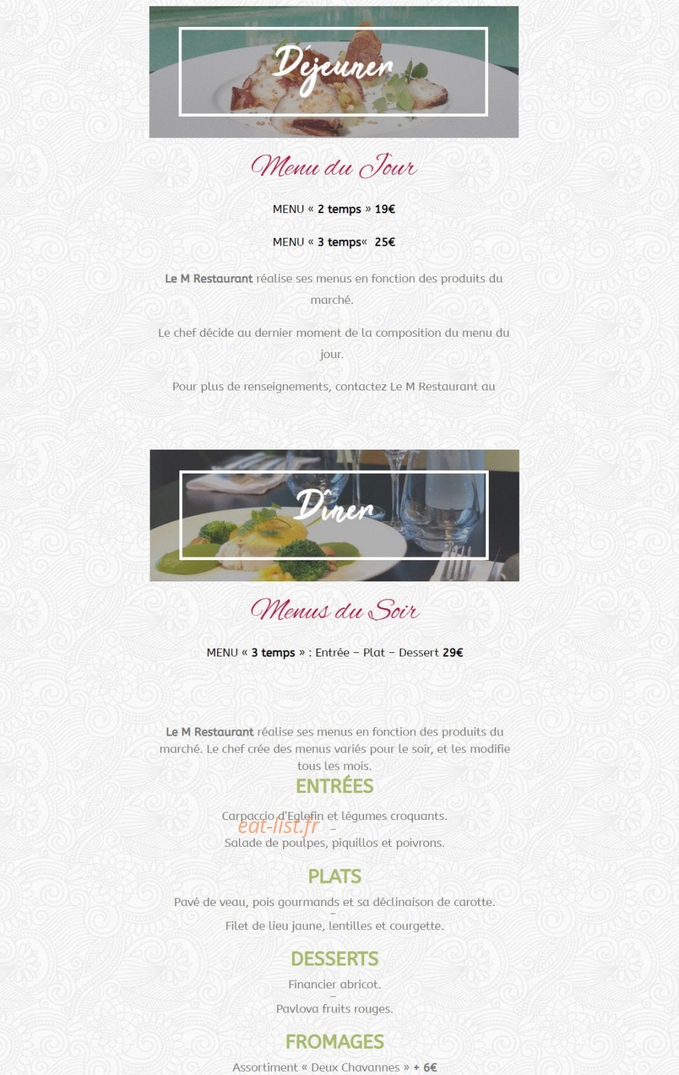 Carte et menu de Le Domaine de Montjoie à Ramonville Saint Agne — Les menus