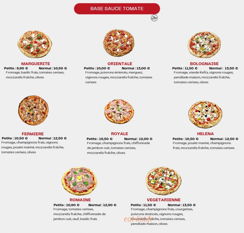 Pizza Helena — carte page 1
