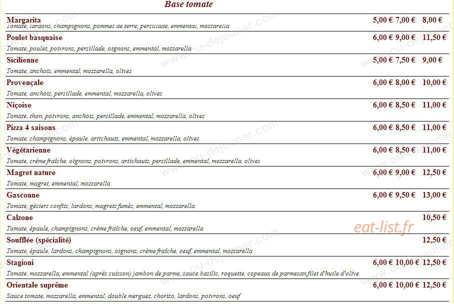 Pizza Nico — carte page 2