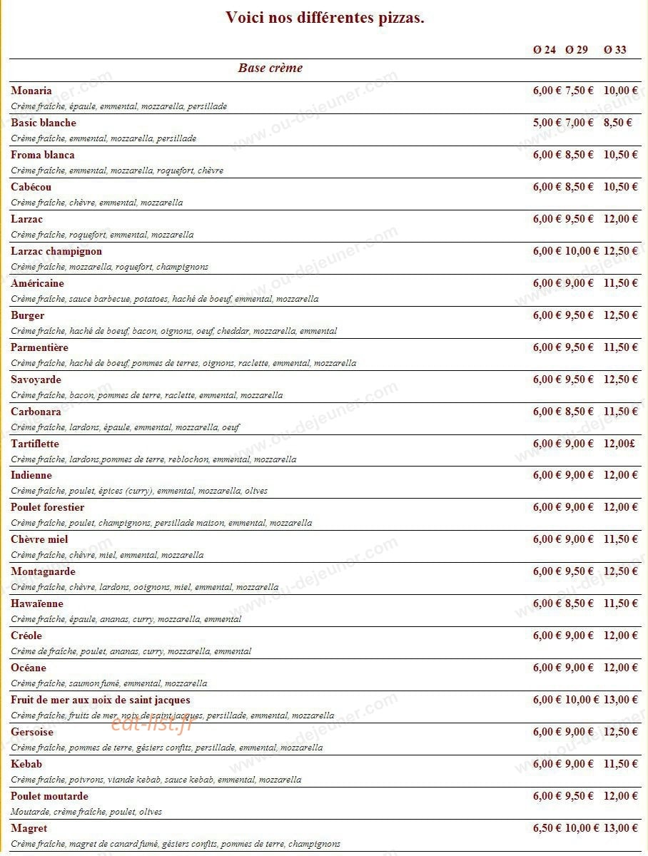 Pizza Nico — carte page 1