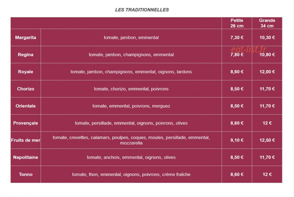 Pizza Soléo — carte page 1