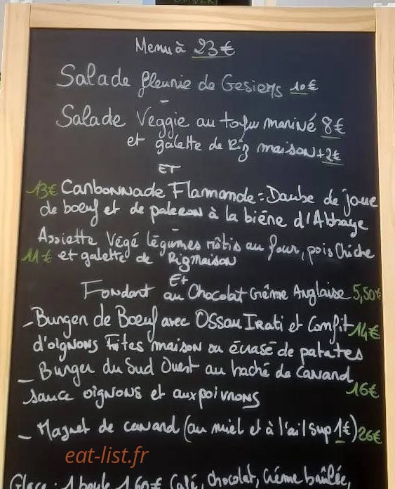Le bistrot Cocotte — carte page 1