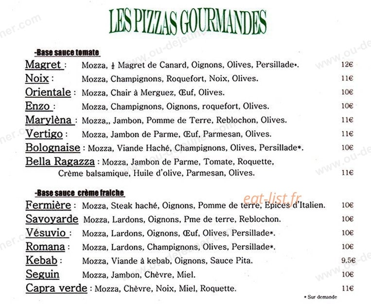 Le Camion à Pizza — carte page 2