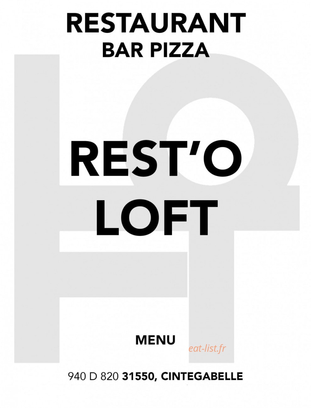 Rest'o loft — carte page 1