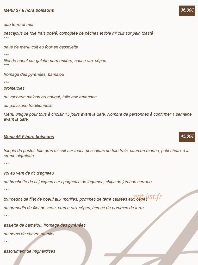 Auberge du Pastel — carte page 5