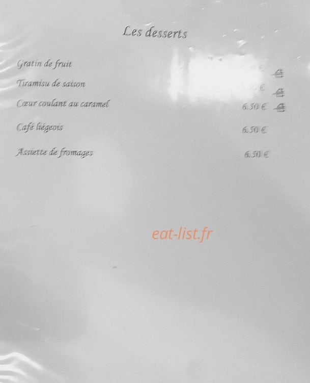 Carte et menu de Auberge Terre des Vents à Nailloux — Les desserts