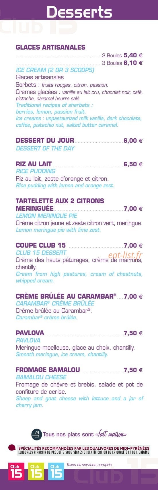 Club 15 — carte page 4