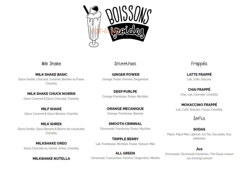 Carte et menu de Emilie and the Cool Kids à Nailloux — Les boissons froides