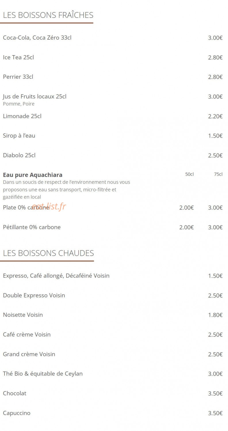La Cocagne Cafétéria — carte page 6