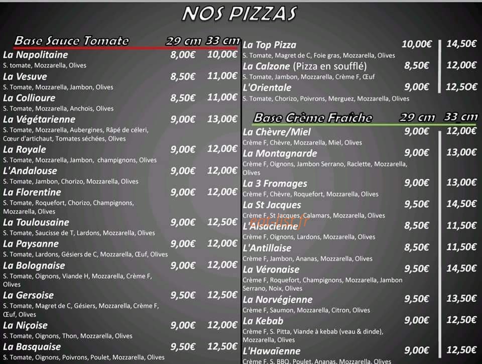 Napoli Pizza — carte page 1
