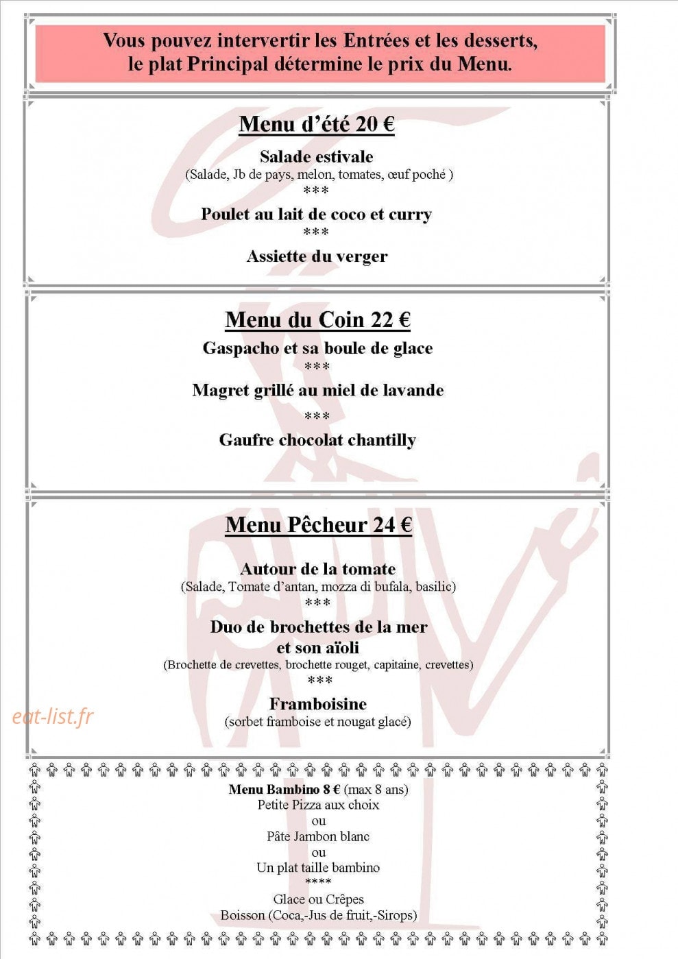 Carte et menu de La Cuisine de dany à Sainte Foy d'Aigrefeuille — Les autres menus