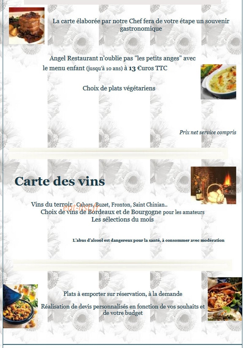 Angel Restaurant — carte page 2