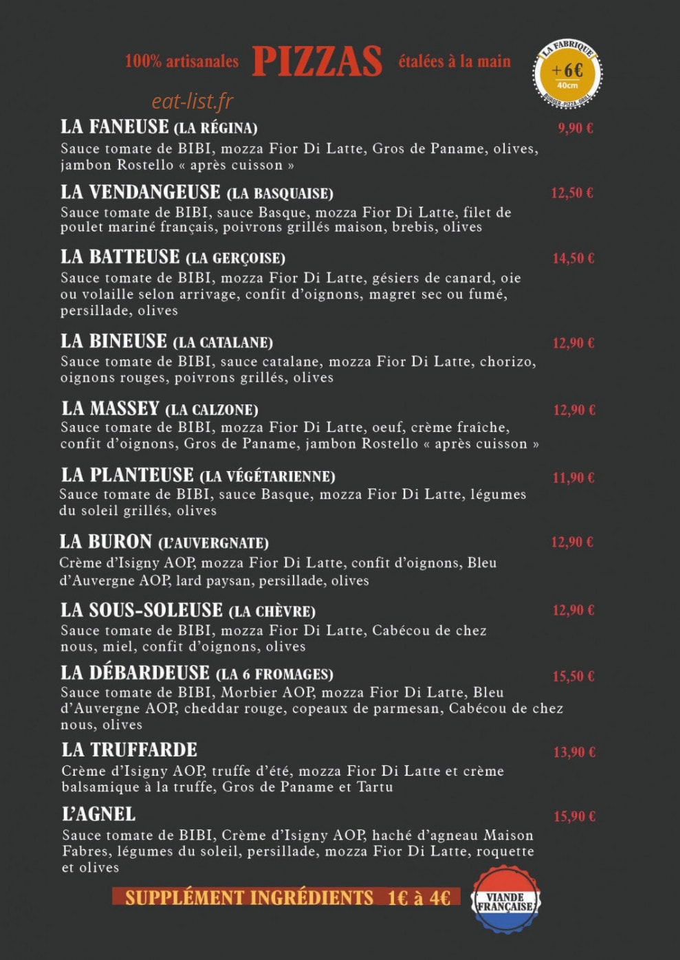 Chez Fernande — carte page 1