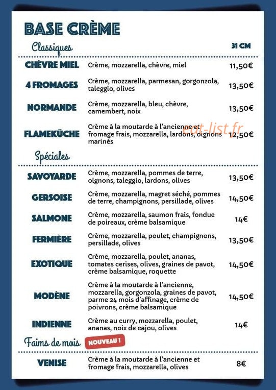 L'atelier de la Pizza — carte page 2