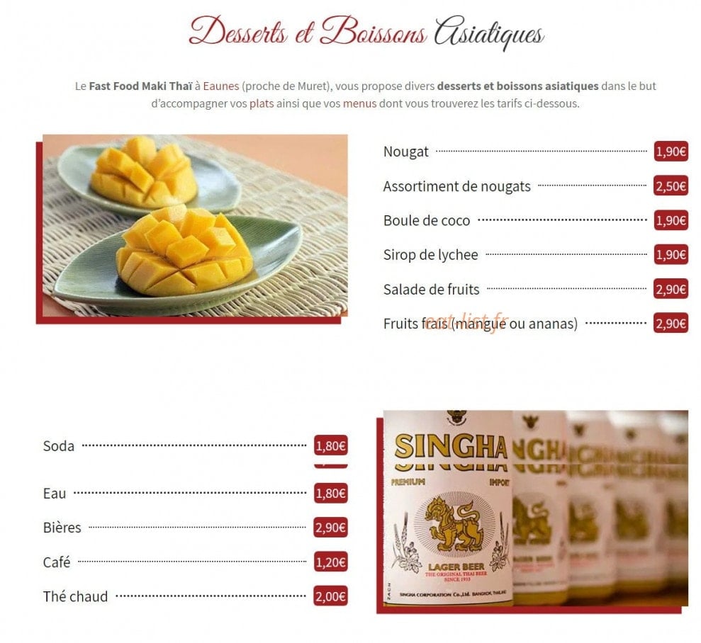 Maki Thaï Fast Food — carte page 4