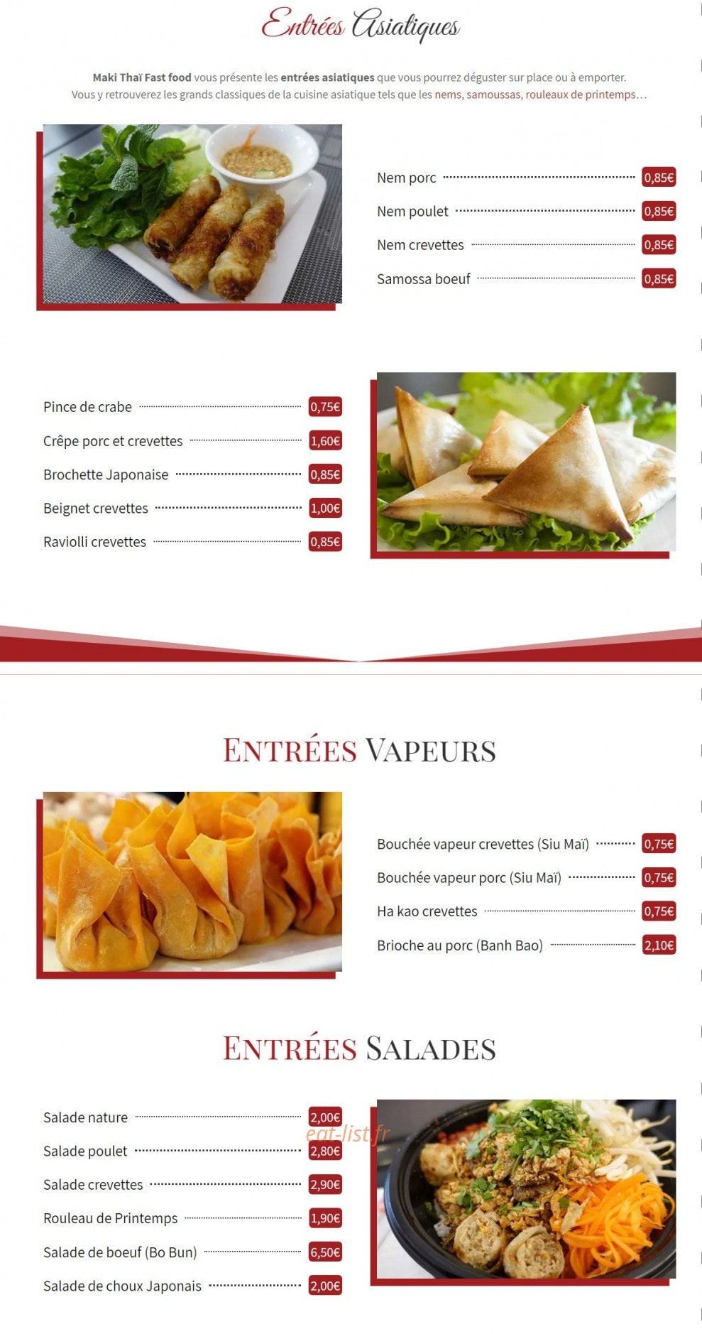 Maki Thaï Fast Food — carte page 1