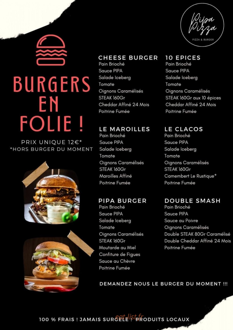 Pipa pizza — carte page 1