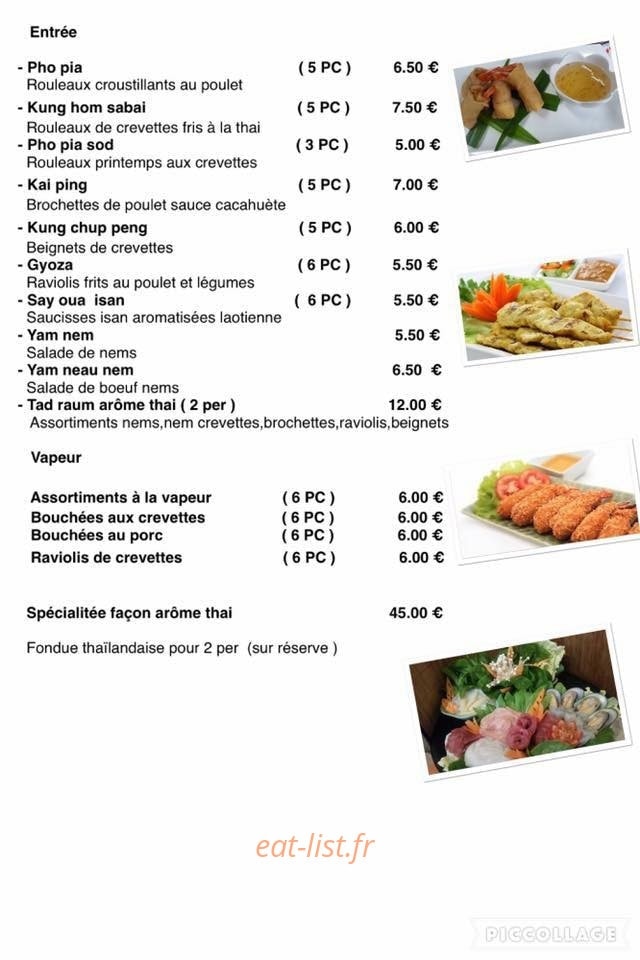 Arôme Thai — carte page 1