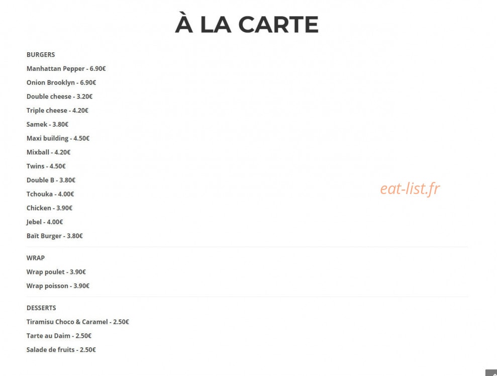 Baït Burger — carte page 3
