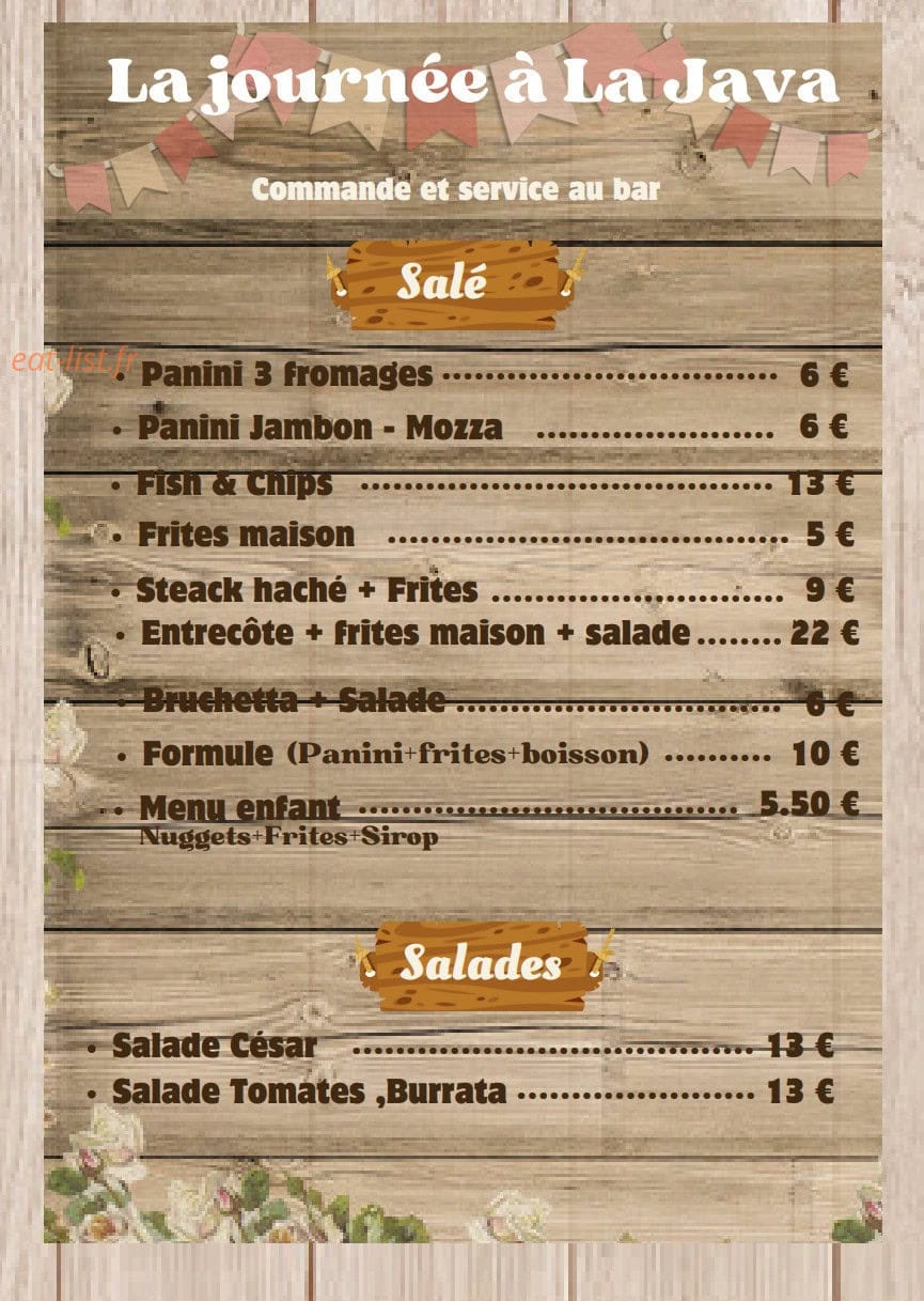 Guinguette La Java — carte page 1