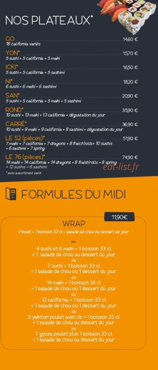 Icki Sushi — carte page 1