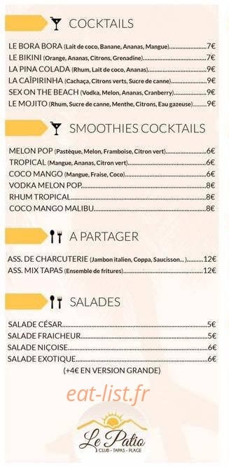 Le Patio — carte page 1