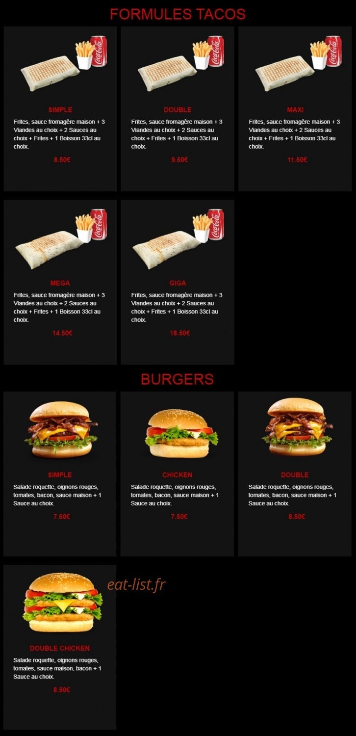 Tacos Gratiné — carte page 2