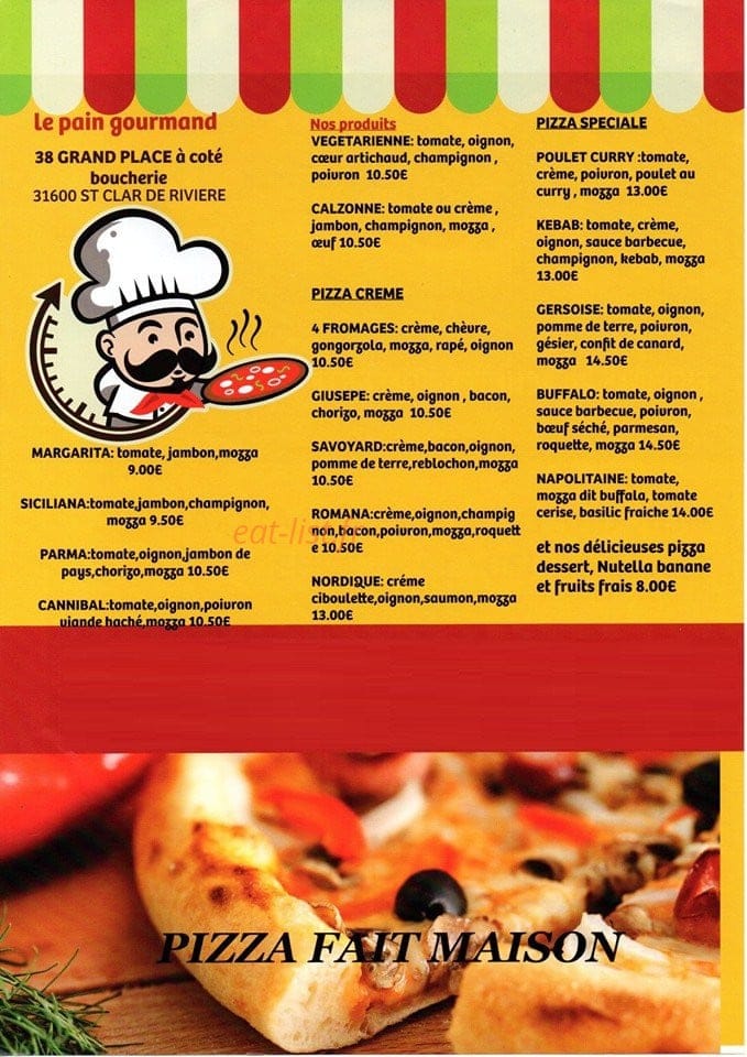 Le Pain Gourmand — carte page 1