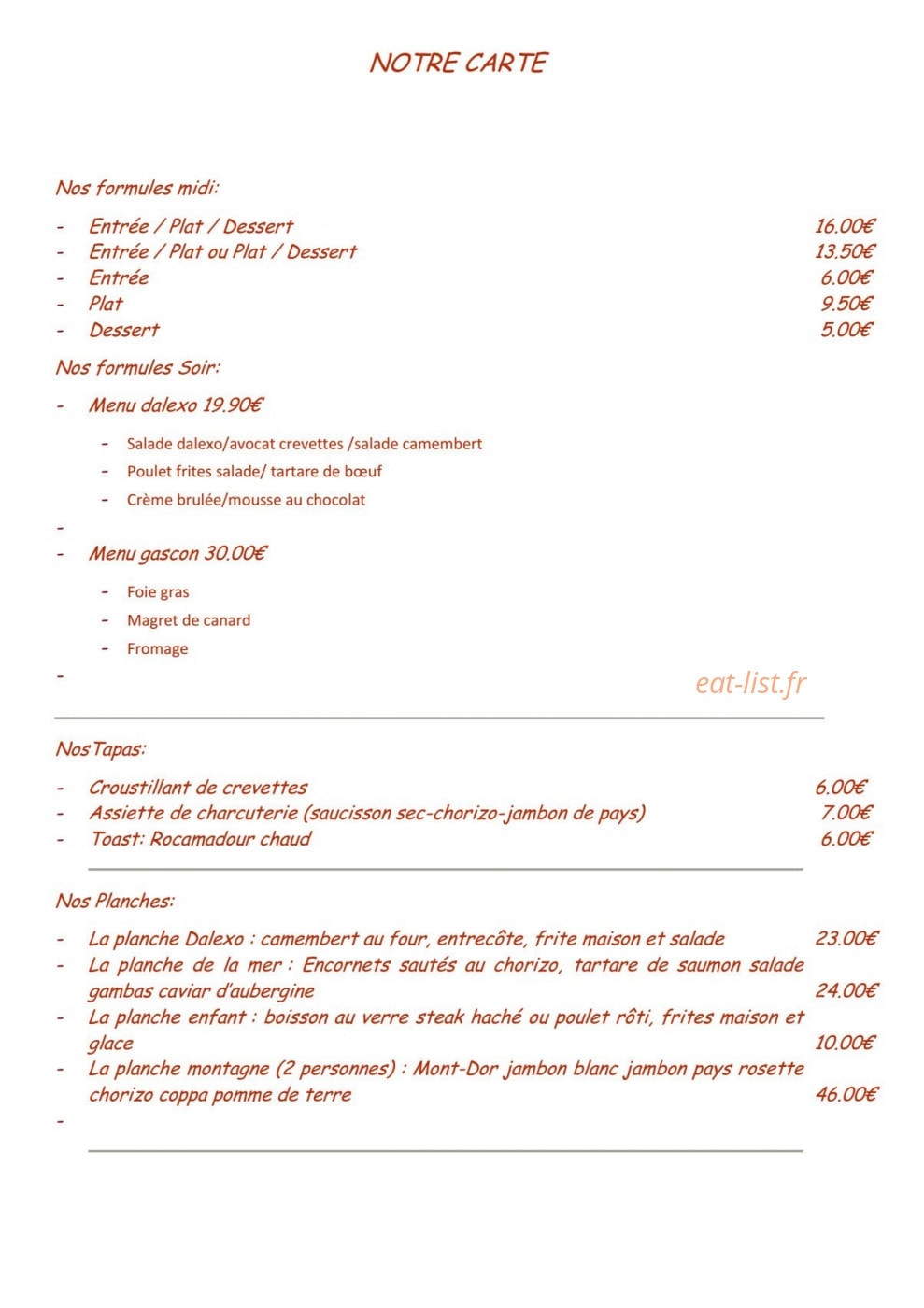 Le dalexo — carte page 1