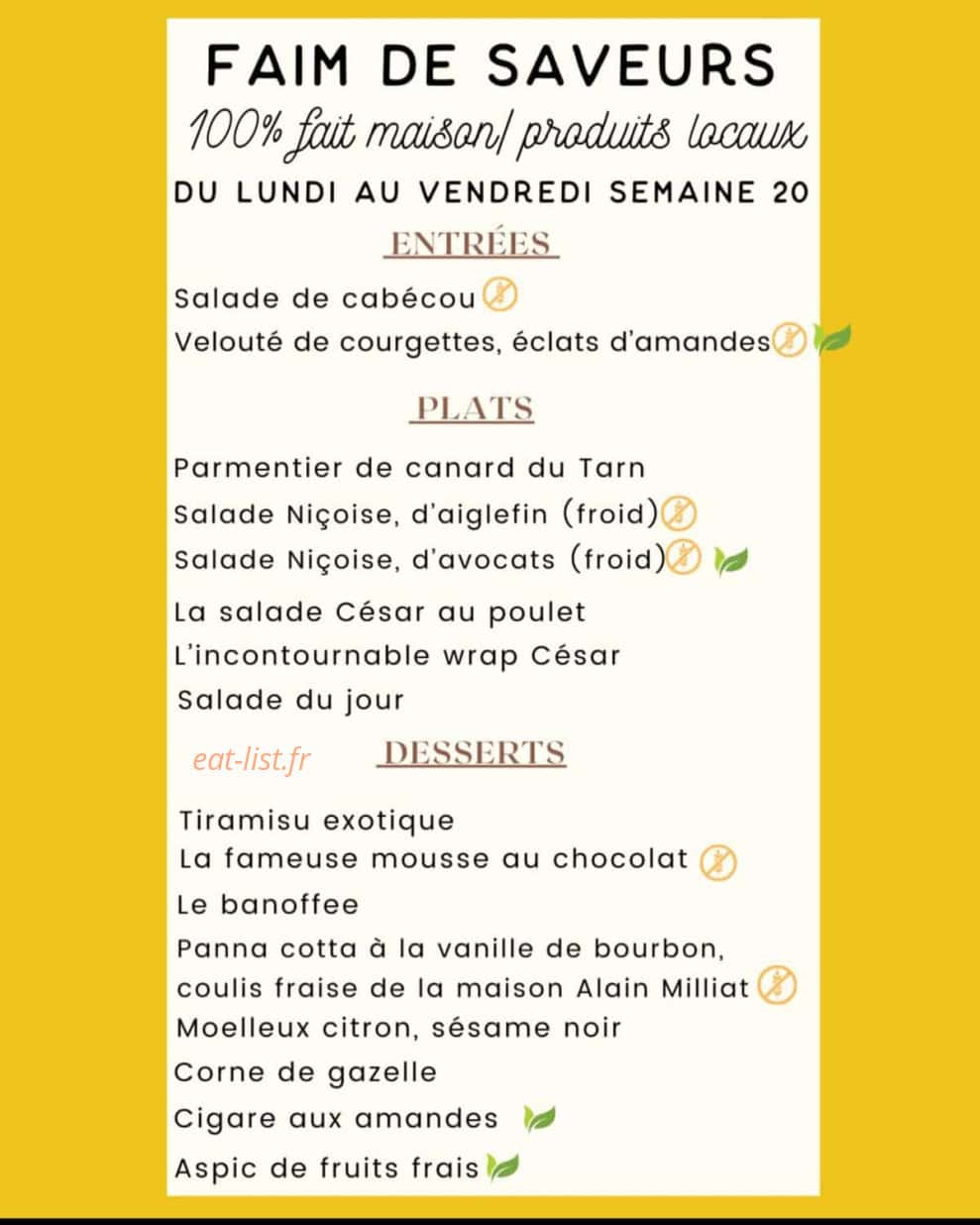 Faim de saveurs — carte page 1