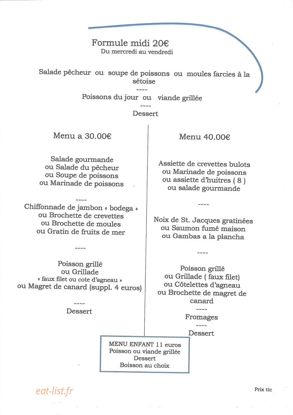 Carte et menu de Le Fanal à Castelnau d'Estretefonds — Les menus