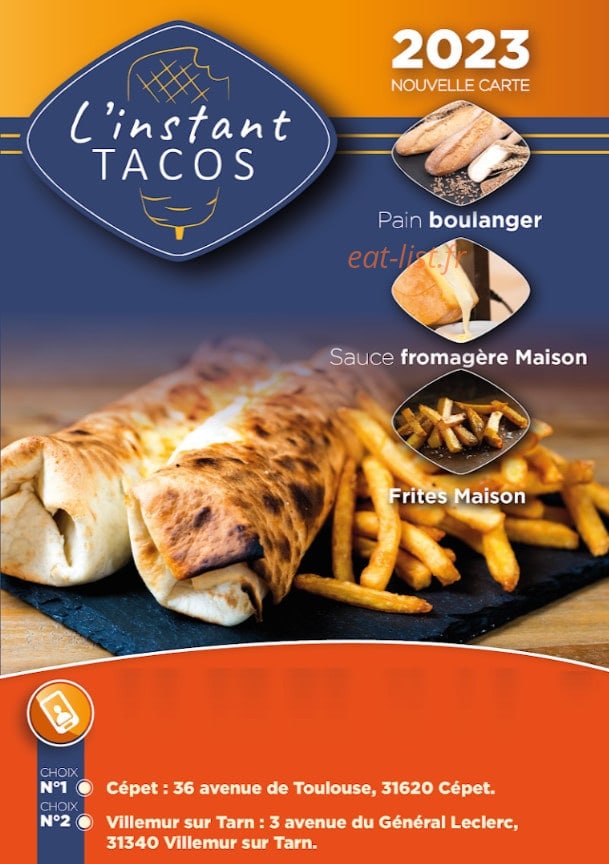 L'Instant Tacos — carte page 1