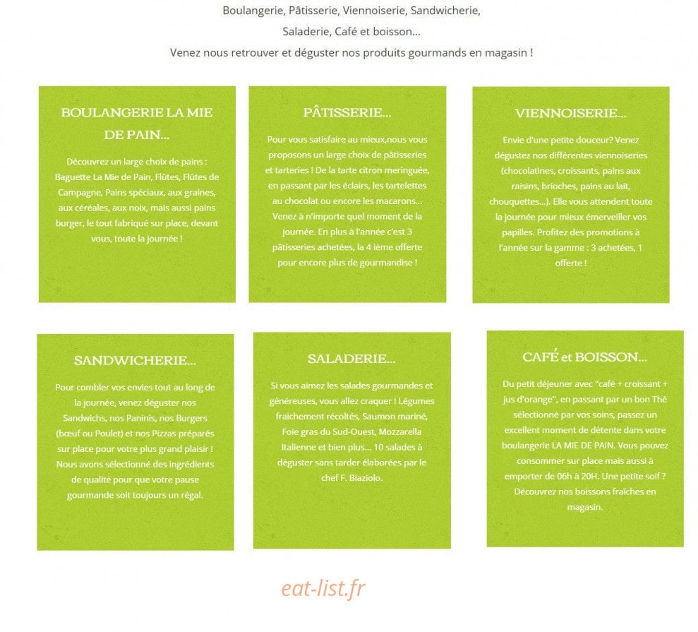 La Mie de Pain — carte page 1