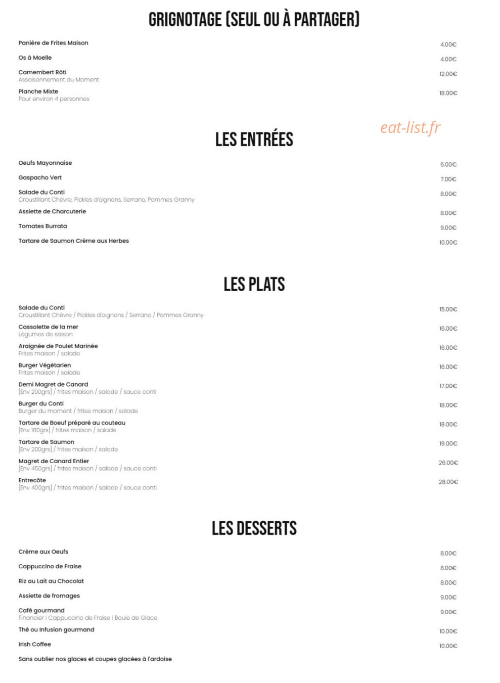 Le Conti — carte page 1