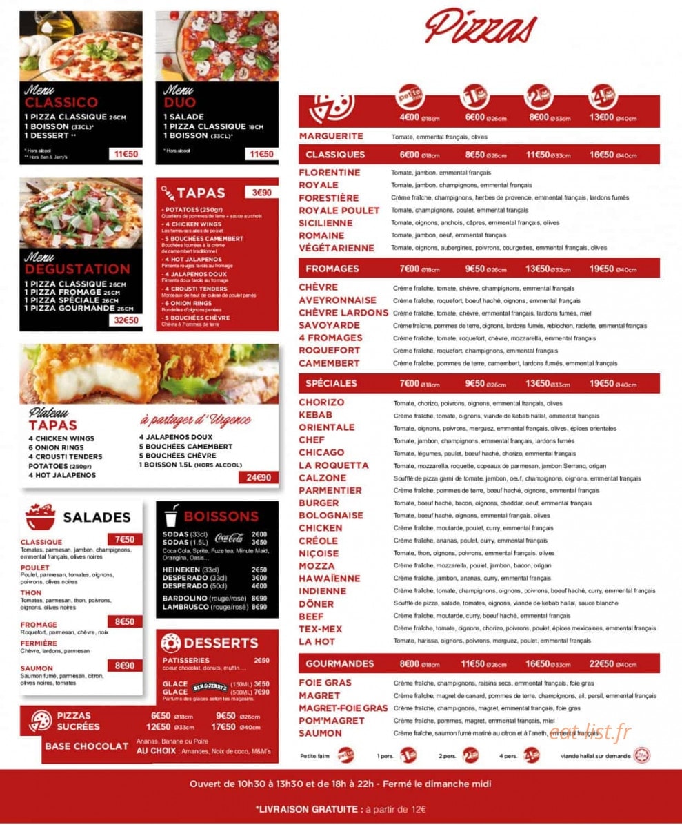 Carte et menu de Pizza Bonici à Saint Orens de Gameville — La carte