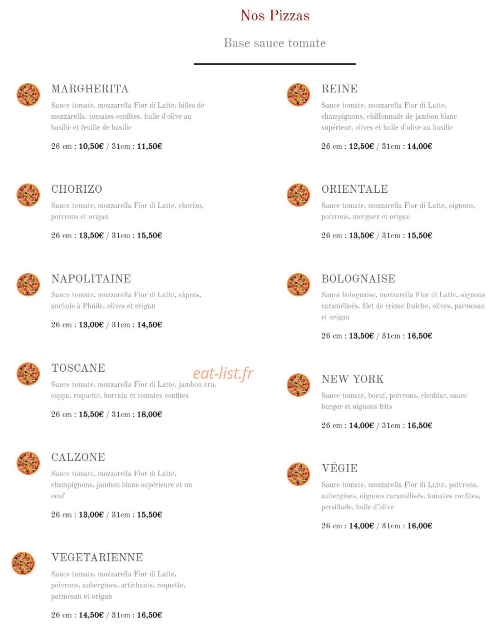 Pizzas Massima — carte page 1