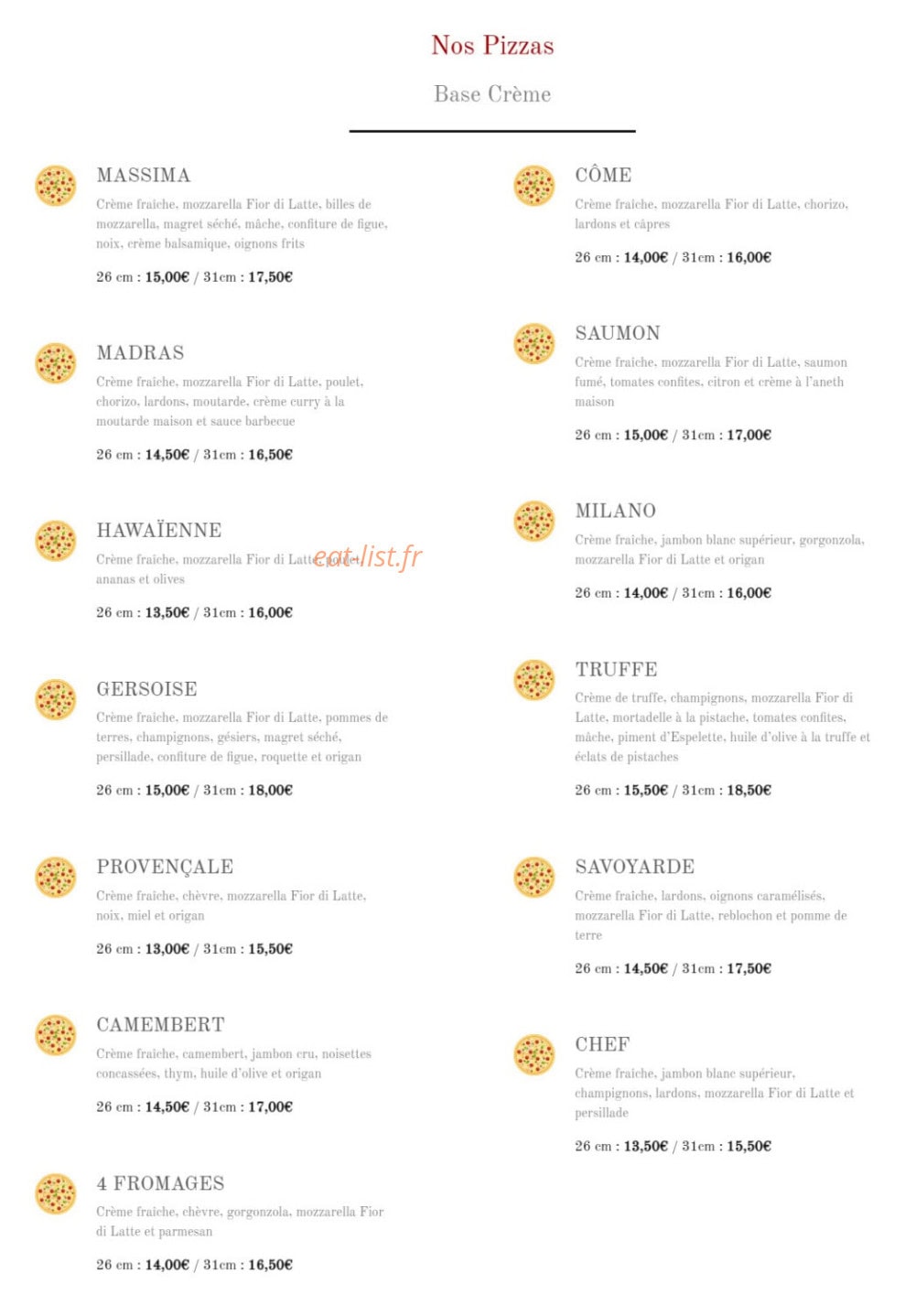 Pizzas Massima — carte page 2