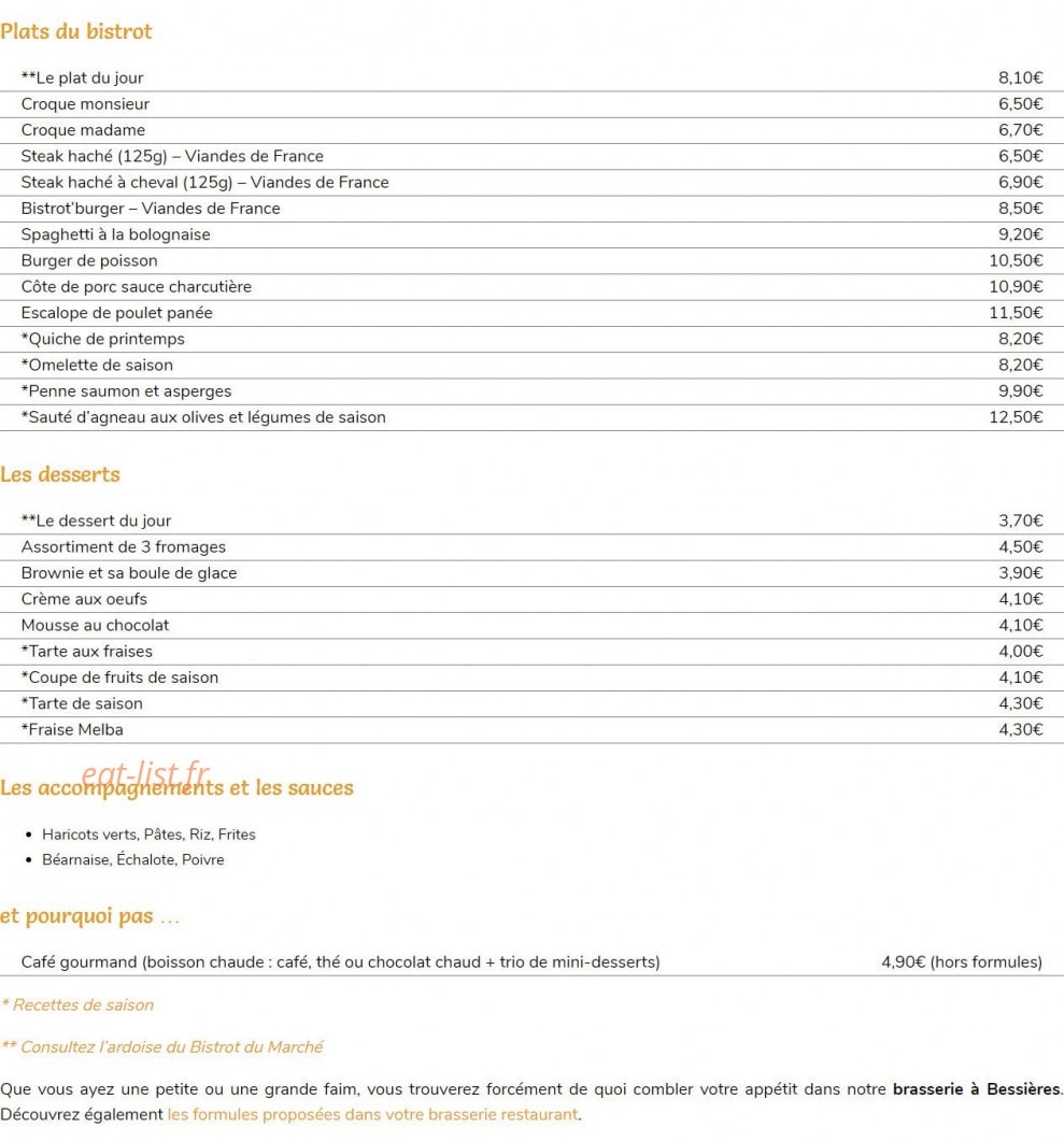 Le Bistrot du Marché — carte page 2