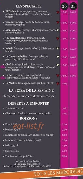 Carte et menu de La Promenade du Pacri à Buzet sur Tarn — Les spéciales, desserts et boissons