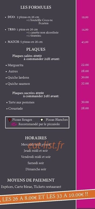 Carte et menu de La Promenade du Pacri à Buzet sur Tarn — Les formules et plaques