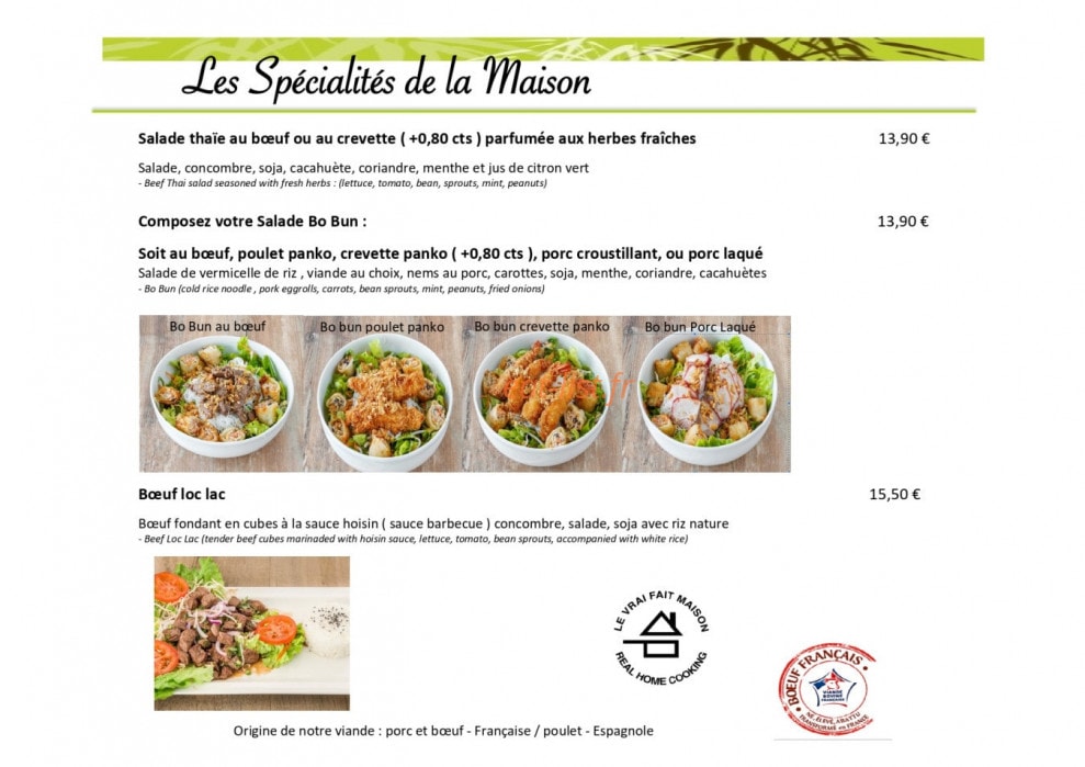 Bambou et Saveurs — carte page 2